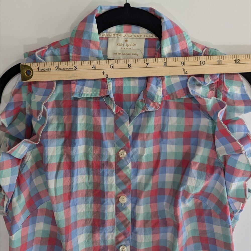 Kate Spade New York Blue & Pink Madras Poplin Shirt Dress, Size 6 100% Cotton - Picture 7 of 12